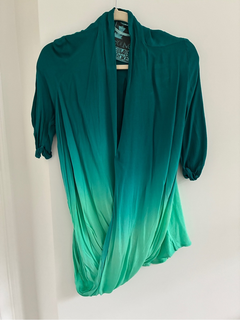 Young Fabulous & Broke Teal to Mint Ombre Wrap Cardigan